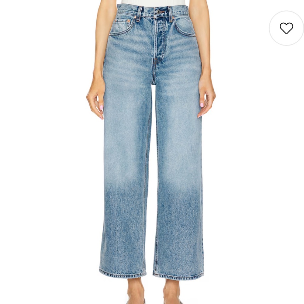 Grlfrnd Norah Crop Wide Leg Jeans in Bluebird in Light Wash Size 26